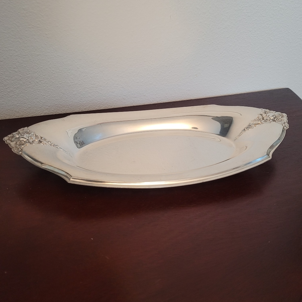 Antique Webster Wilcox Oval Silver Plate/ bread tray with floral design